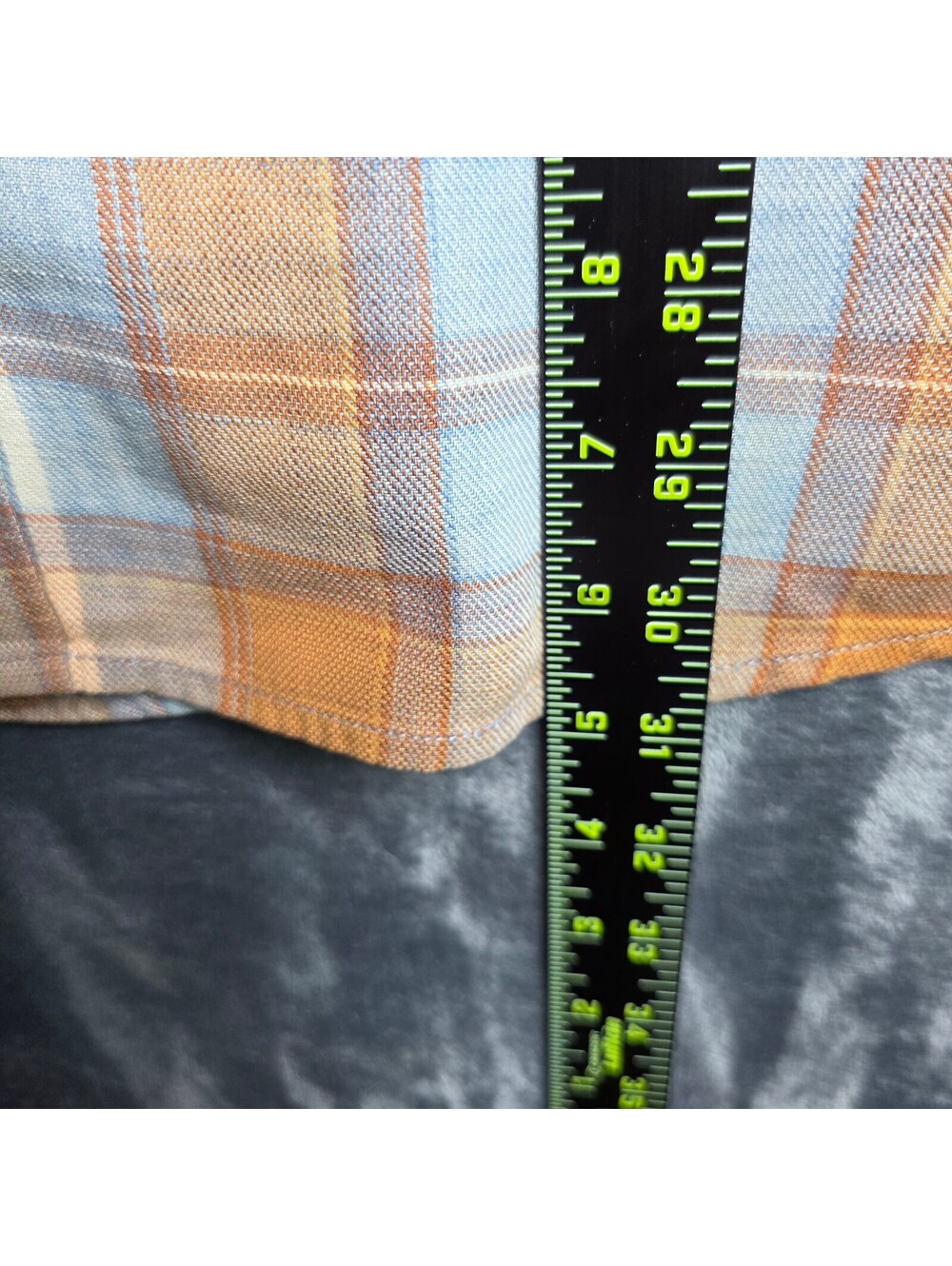 Lucky Brand men's long sleeve plaid flannel blue and mustard yellow  Sz Large. - Picture 5 of 8